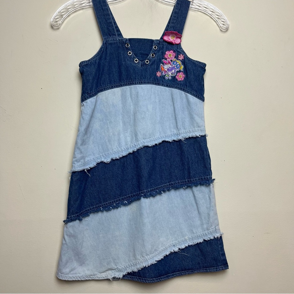 Vintage Powerpuff Girls‎ Cartoon Network SZ 6 Denim Jean Dress Patchwork Y2K